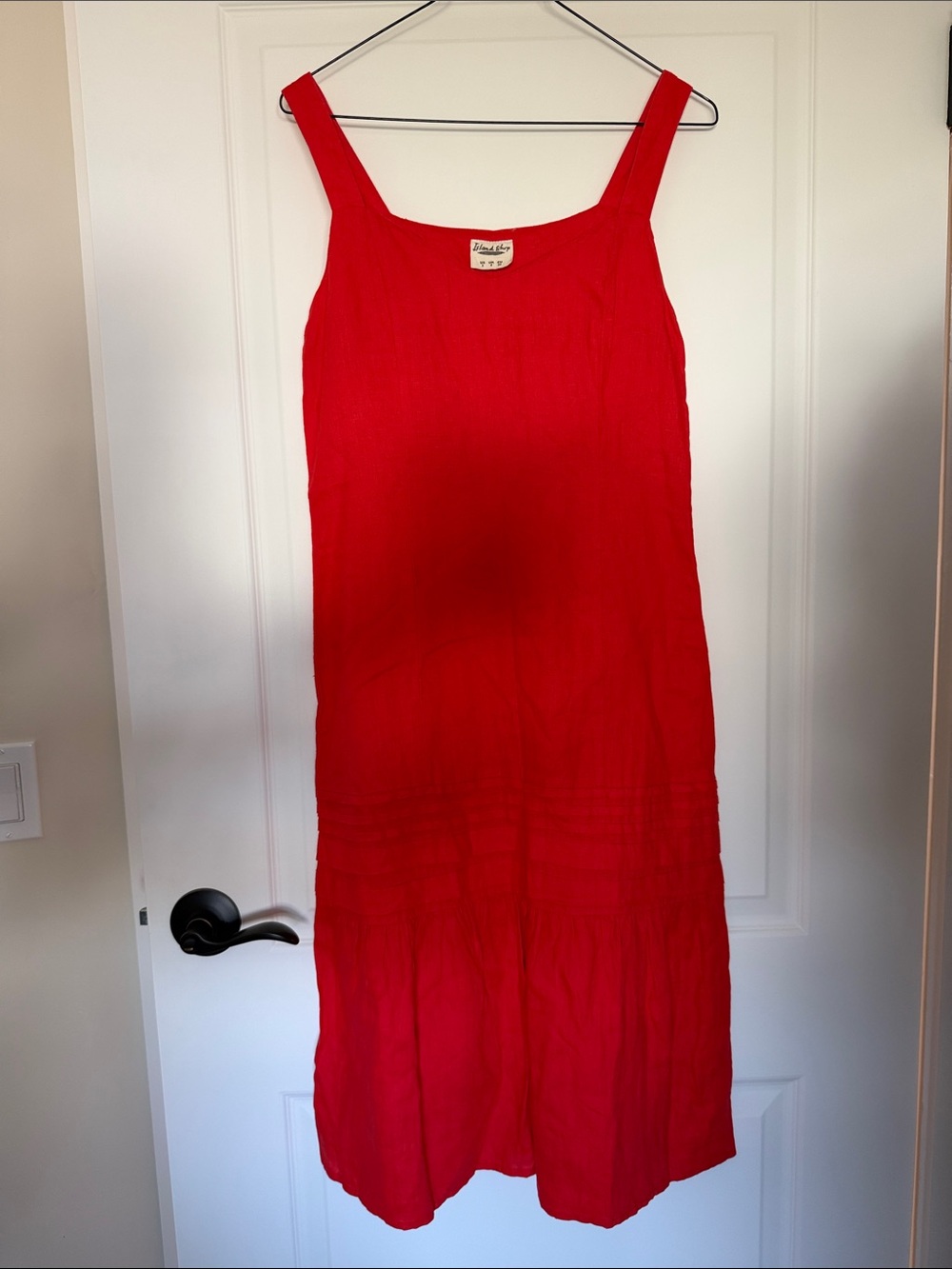 Orange Sleeveless Linen Midi Dress